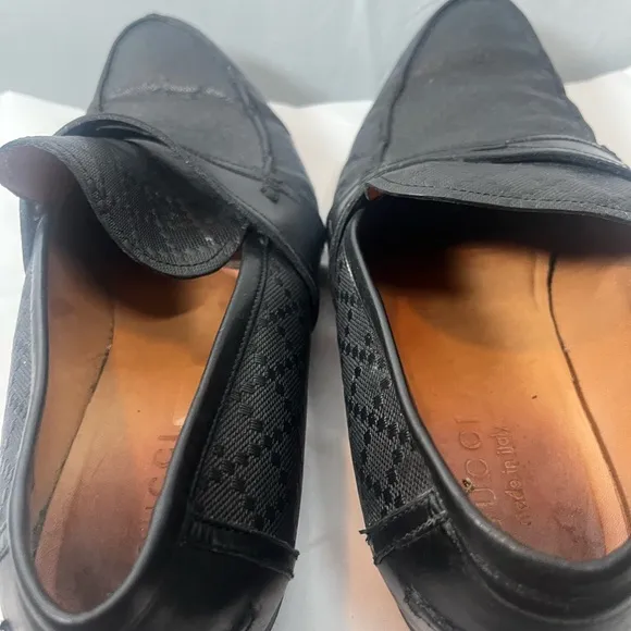 GUCCI Hilary Lux Black Diamond Penny Loafers Leather Men Size 10.5 Made In Italy