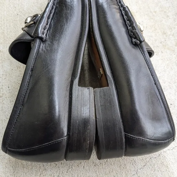 Gucci Horsebit Loafers Black Leather Men 8.5 D Snaffle