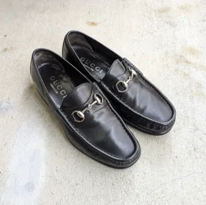 Gucci Horsebit Loafers Black Leather Men 8.5 D Snaffle