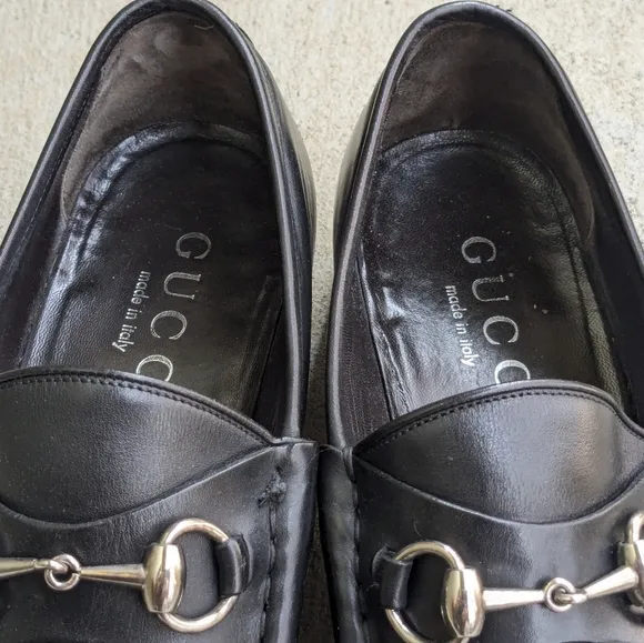 Gucci Horsebit Loafers Black Leather Men 8.5 D Snaffle