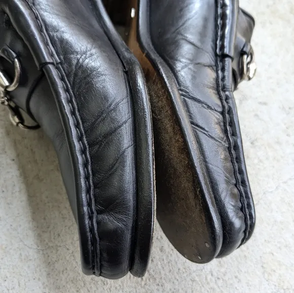 Gucci Horsebit Loafers Black Leather Men 8.5 D Snaffle