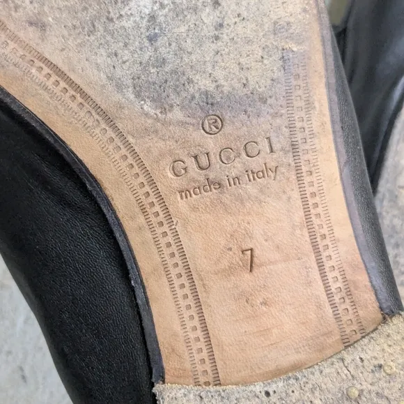 Gucci Horsebit Loafers Black Leather Red Wolf Men 7.5 Snaffle