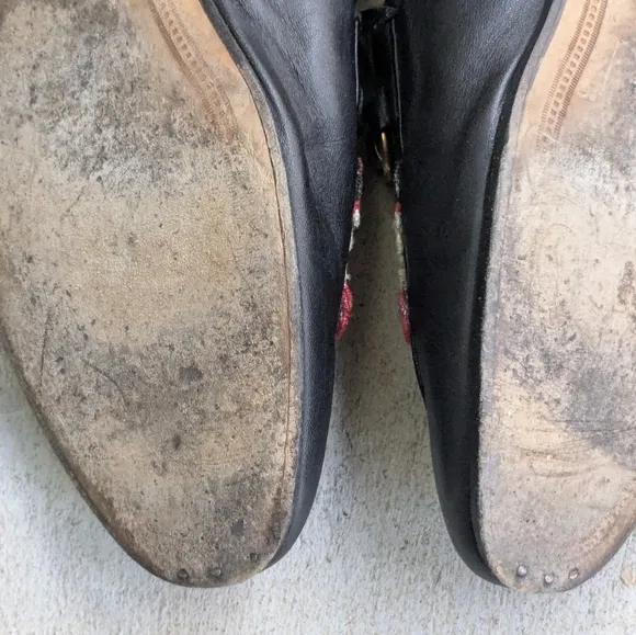 Gucci Horsebit Loafers Black Leather Red Wolf Men 7.5 Snaffle