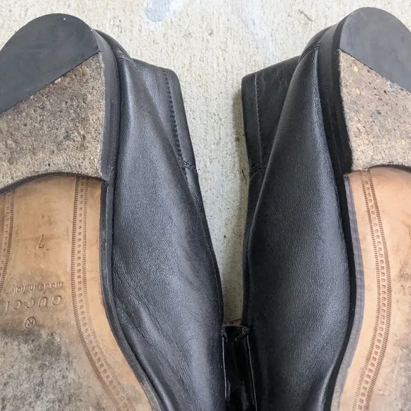 Gucci Horsebit Loafers Black Leather Red Wolf Men 7.5 Snaffle
