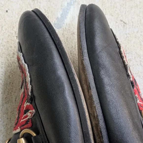 Gucci Horsebit Loafers Black Leather Red Wolf Men 7.5 Snaffle