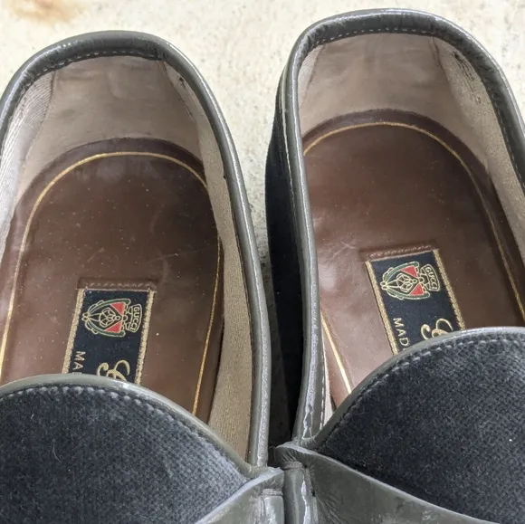 Gucci Horsebit Loafers Gray Velvet Patent Leather Men 9.5