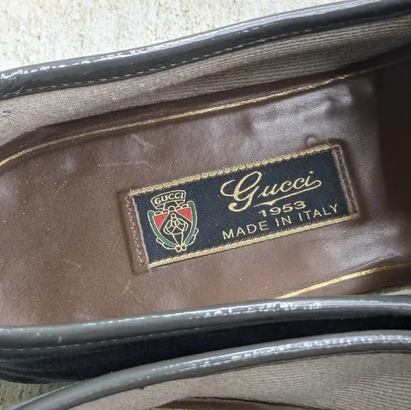 Gucci Horsebit Loafers Gray Velvet Patent Leather Men 9.5