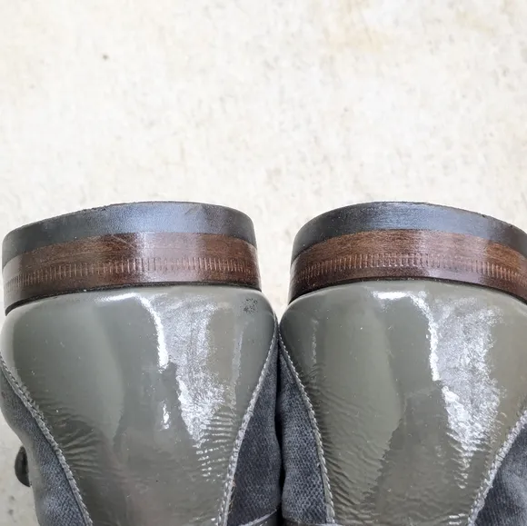Gucci Horsebit Loafers Gray Velvet Patent Leather Men 9.5