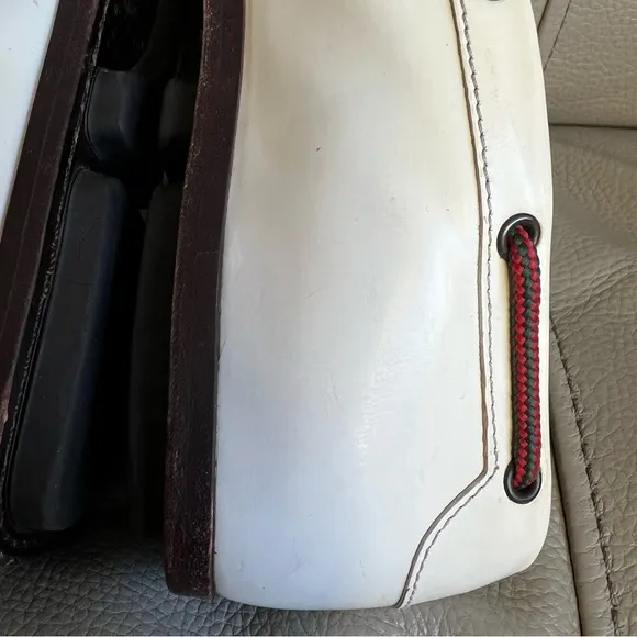 Gucci Leather Loafers Sz 7 B White Square Toe