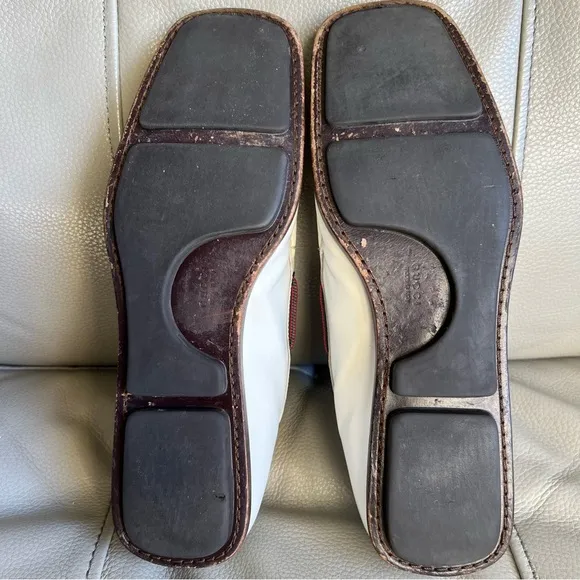 Gucci Leather Loafers Sz 7 B White Square Toe