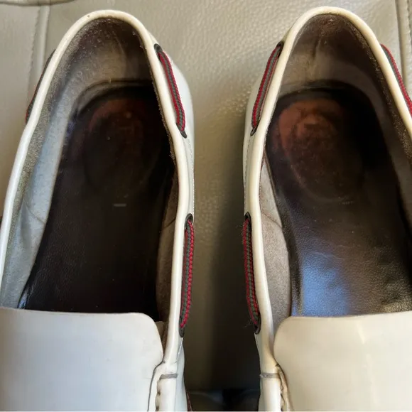 Gucci Leather Loafers Sz 7 B White Square Toe