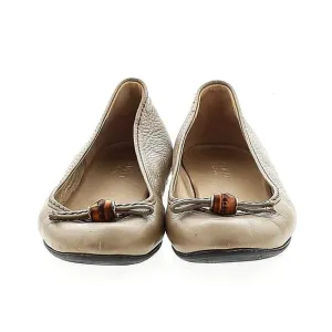 Gucci Marmont Muted Gold Leather Bamboo Flats Ballet Slipper Italy Sz EU 36