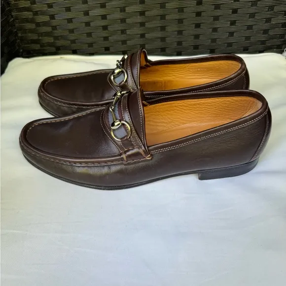 Gucci Men's Horse Bit Rich Brown Leather Loafers 7D