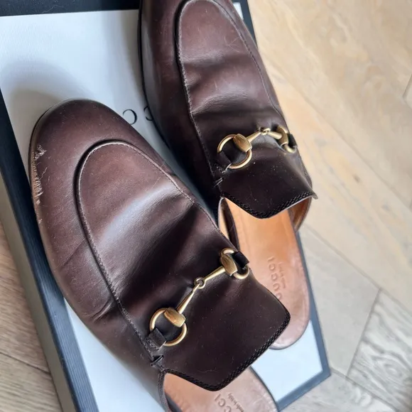 Gucci Princetown Brown Leather Loafers