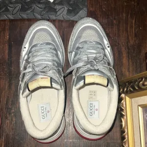 Gucci Silver and Red Men's Sneakers