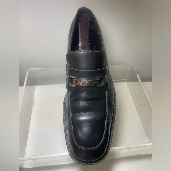 GUCCI,black loafers mens’ leather sz 43 US 9.5 made in italy