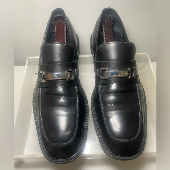 GUCCI,black loafers mens’ leather sz 43 US 9.5 made in italy
