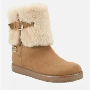 Guess GBG Los Angeles Aleya Brown Suede Ankle Boots Sherpa Lined NWOB Size 9