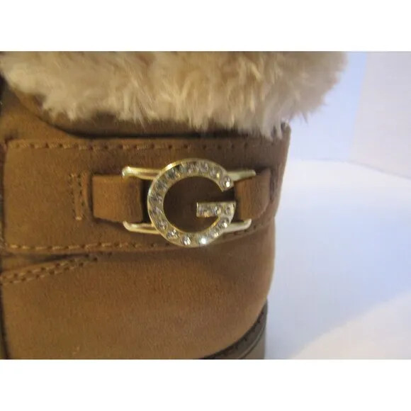 Guess GBG Los Angeles Aleya Brown Suede Ankle Boots Sherpa Lined NWOB Size 9