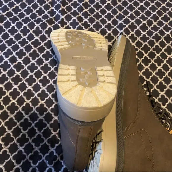 Guess Mens Boots Sz 12 Brown Lace Up Citizen Fashion Boot GMCitizen 2-R Faux Fur