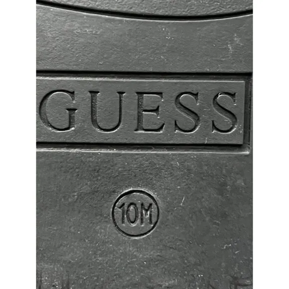 Guess Mgmicky Black Leather Embossed Sword &amp; Wings Western Loafers Size 10M