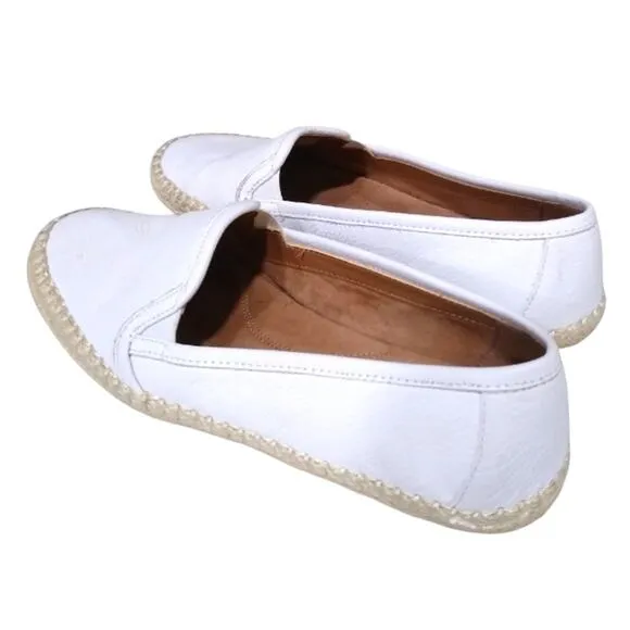 [H435] Aerosoles Women's White Leather &quot;Lets Drive&quot; Espadrille Flats, Size 6.5