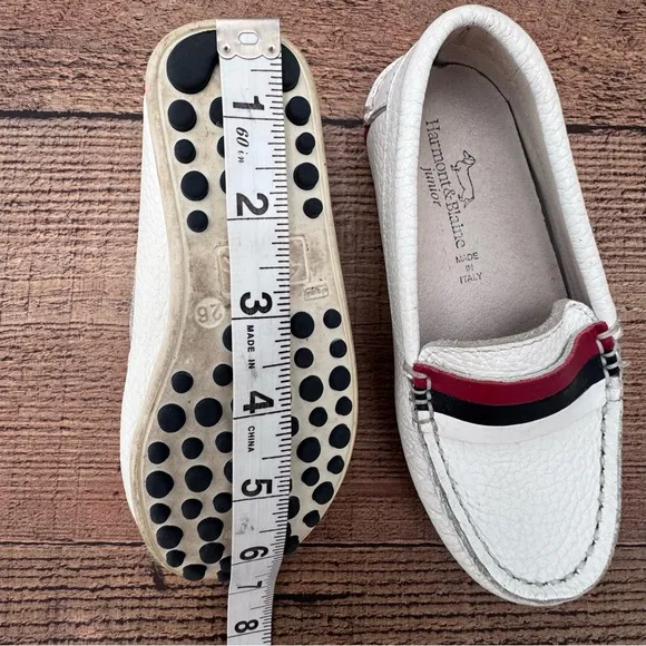 Harmont &amp; Blaine Jr. Toddler Loafers White Leather Red Blue Trim EU 26 US 9.5