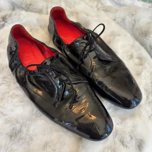 Hermes Black Patent Leather Lace-Up Loafers Size 39/ 9 U.S.