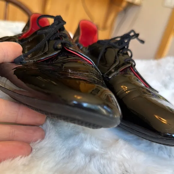 Hermes Black Patent Leather Lace-Up Loafers Size 39/ 9 U.S.