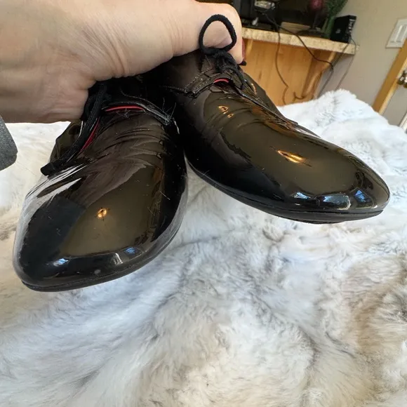Hermes Black Patent Leather Lace-Up Loafers Size 39/ 9 U.S.