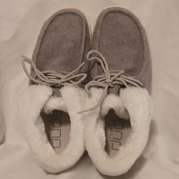 Hey Dude Britt gray white fur lined lace up boots size 10