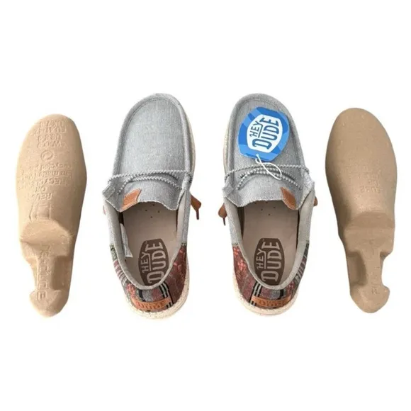 Hey Dude Gray Loafers with Moccasin Stitching Wally Funk Baha Grey Men’s Size 8