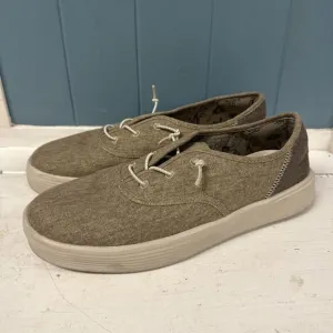 Hey Dude Shoes Men’s 9 Conway Craft Tan Linen White Sneakers Slip On Loafer