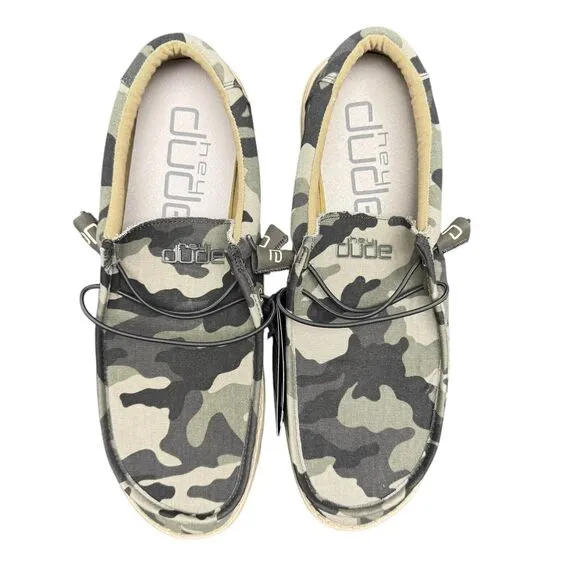 Hey Dude Wally Camo Shoes Camouflage Green Slip On Casual Loafers Men’s 14 NEW