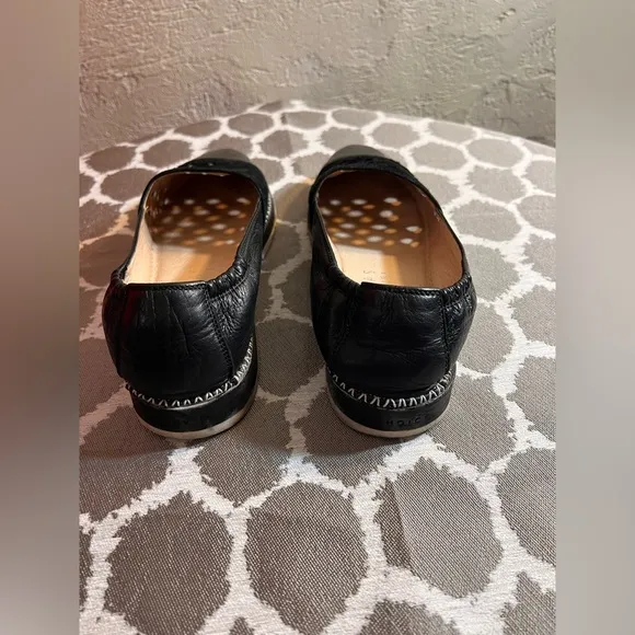 Hispanitas Black Perforated Slip-On Espadrilles made in Spain suede and patent