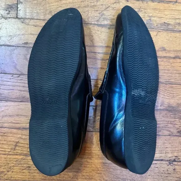Hogan Club Guardolo Leather Loafers in Black Size 9.5