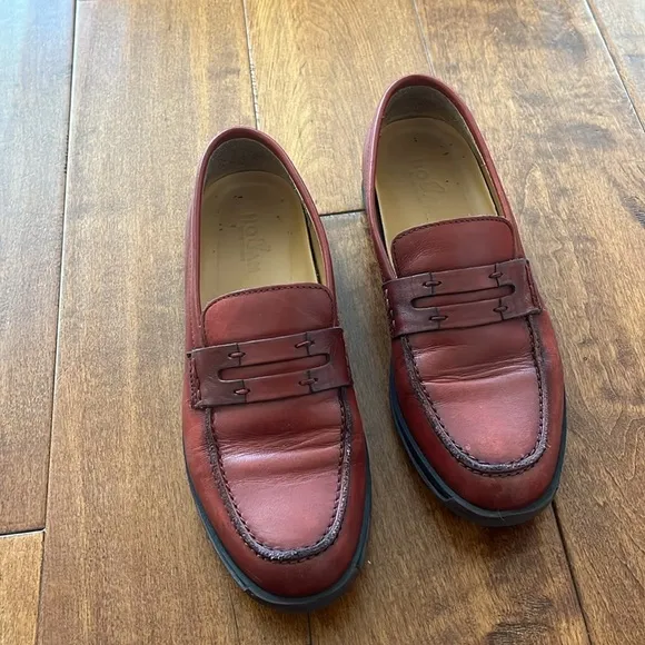 HOGAN Scarpe Loafers Slippers Shoes Burgundy Size 6