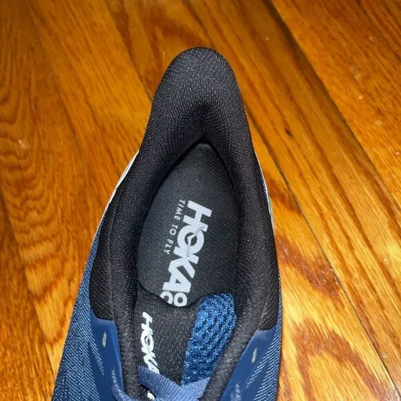 HOKA ONE ONE Clifton 7 Men's Lightweight Lace-Up Sneakers Blue Mesh Size 10