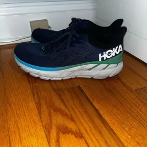HOKA ONE ONE Clifton 7 Men's Lightweight Lace-Up Sneakers Blue Mesh Size 10