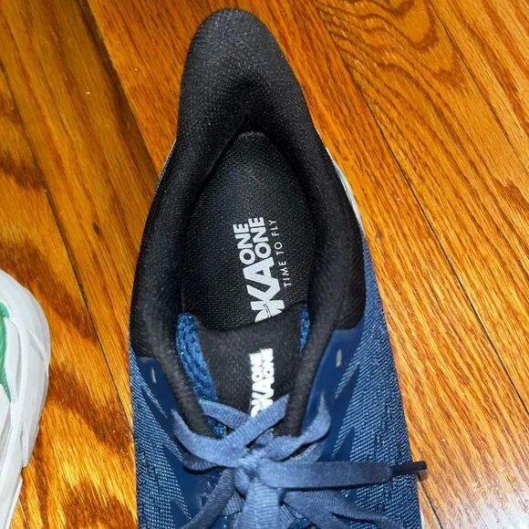 HOKA ONE ONE Clifton 7 Men's Lightweight Lace-Up Sneakers Blue Mesh Size 10