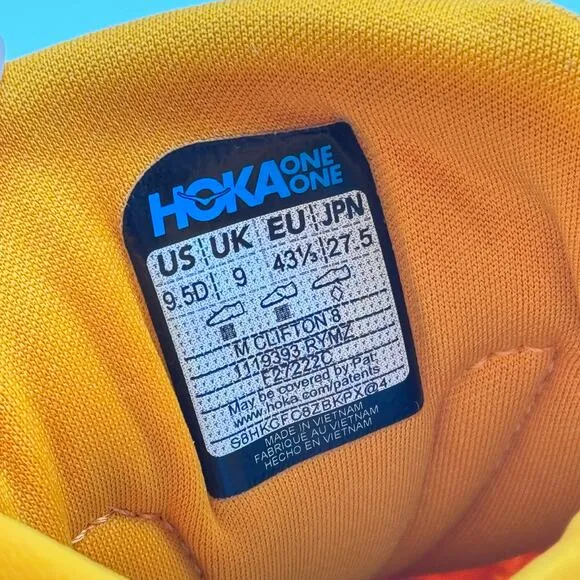 Hoka One One Clifton 8 Radiant Yellow Maize Road-Running Sneakers Men’s 9.5