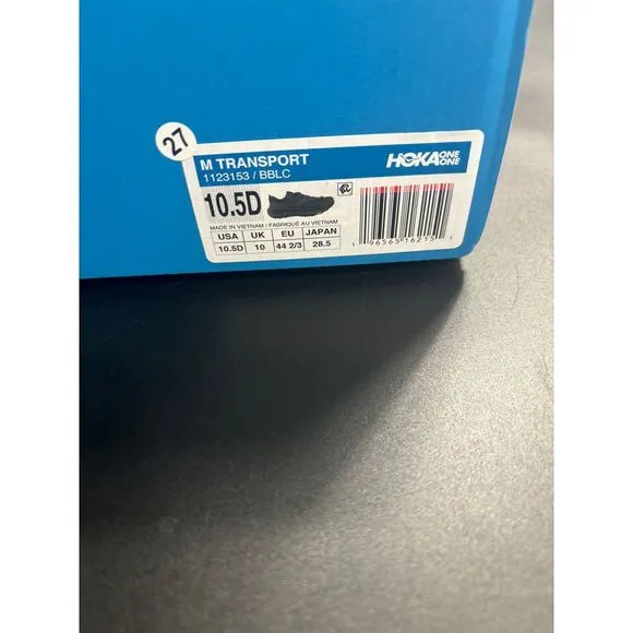 Hoka One OneNIB‎ Transport Men's Hiking/Walking Sneakers in Black Size 10.5D