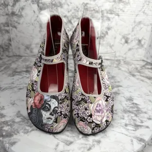 Hot Chocolate Design Mary Jane Flats Flora La Muerte Day of Dead Size 38 US 8
