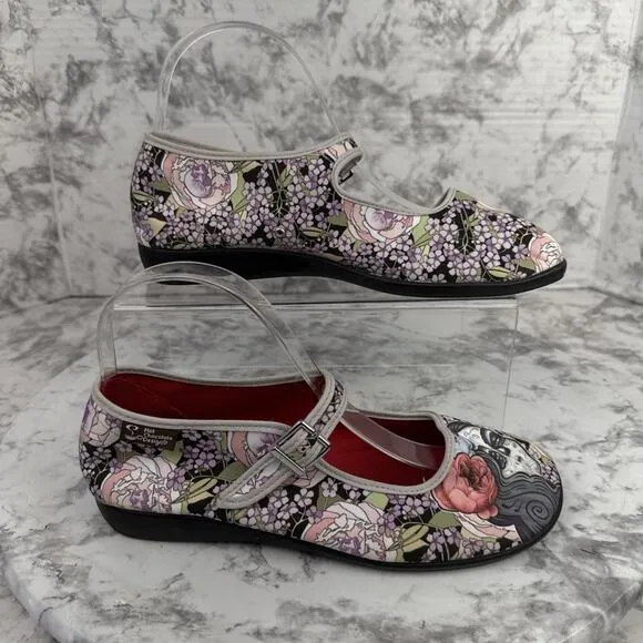 Hot Chocolate Design Mary Jane Flats Flora La Muerte Day of Dead Size 38 US 8