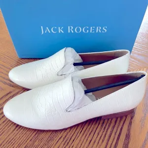 🎉HP🎉 Jack Rogers Audrey Leather Croc Loafers - White