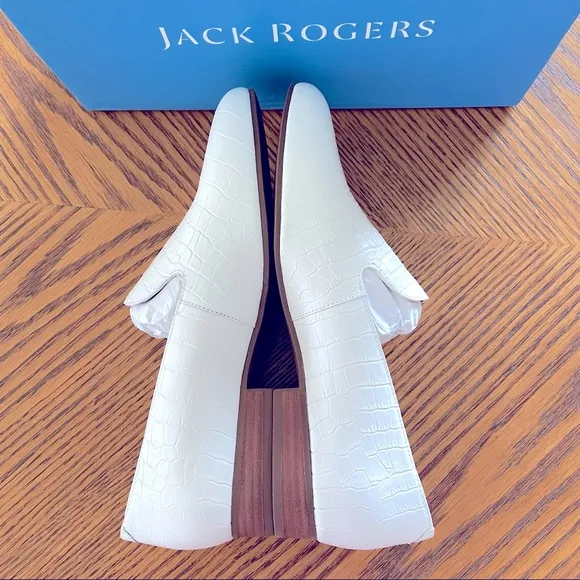 🎉HP🎉 Jack Rogers Audrey Leather Croc Loafers - White