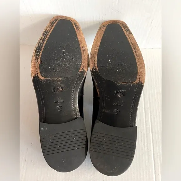 Hugo Boss -Black slip on leather loafers in good condition.Size 10.5