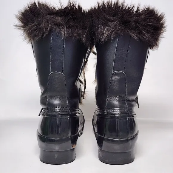 Hunter Cathie leather/rubber fur lined boots sz 6