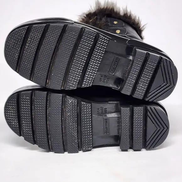 Hunter Cathie leather/rubber fur lined boots sz 6