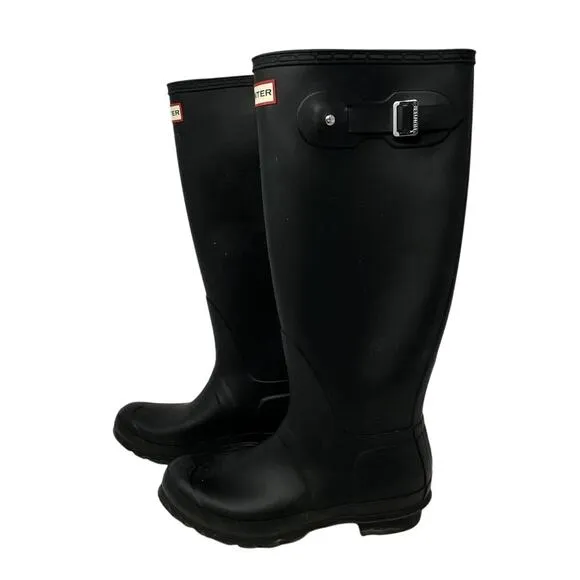 Hunter Matte Black Rain Boots Women’s 9 Glastonbury Festival Fisherman Core